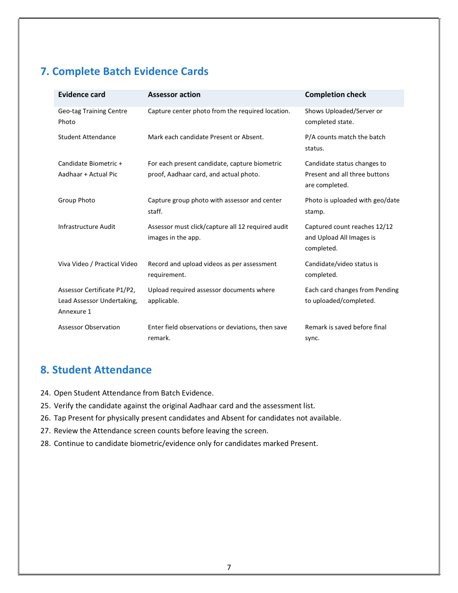 INNOCOX batch evidence workflow documented in assessor manual